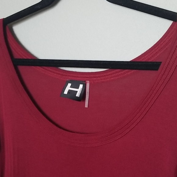 H by bordeaux burgundy large scoop neck long sleeve top - Picture 9 of 9